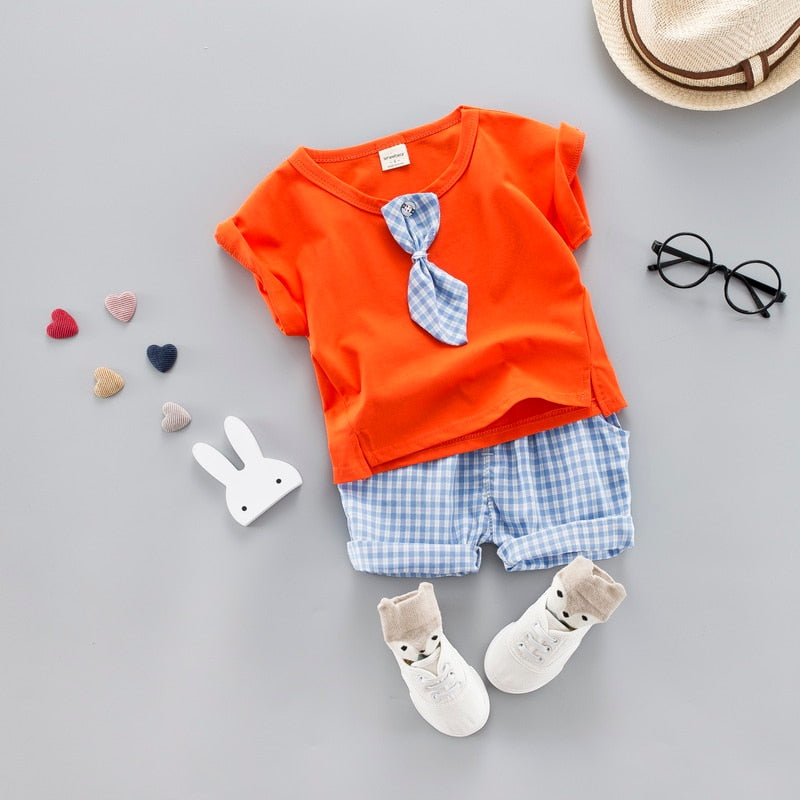 Kid Baby Boy Tie Summer Clothing Sets